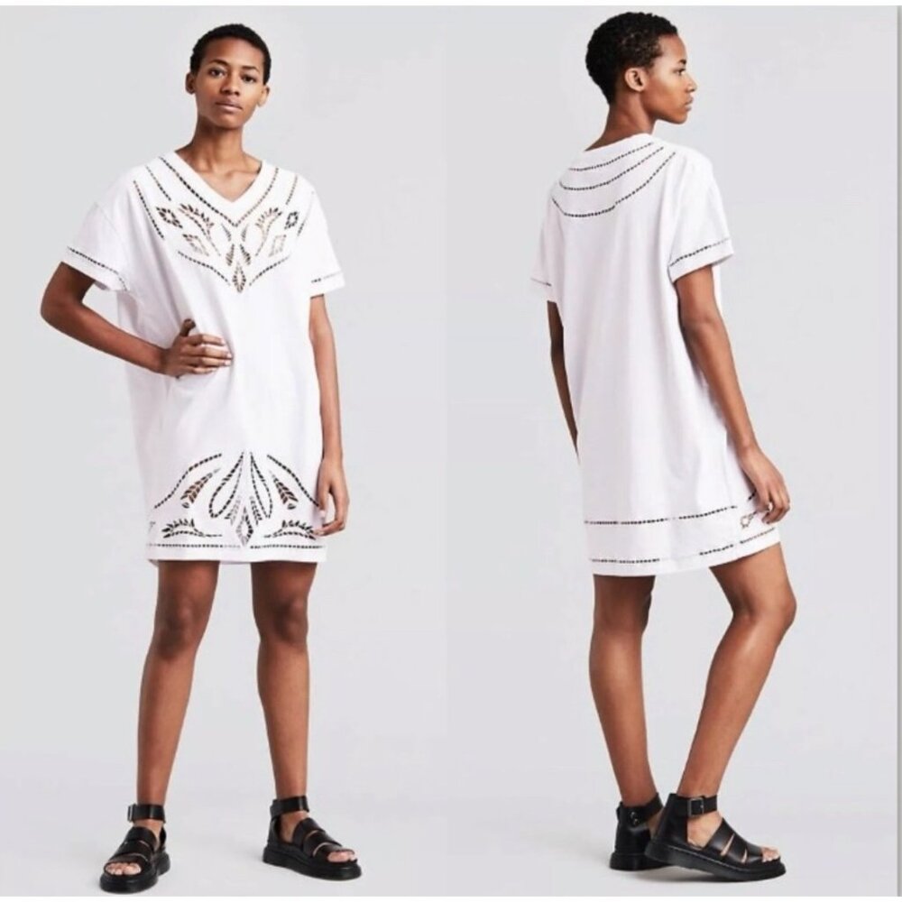 Levi's Women's Made & Crafted White Voodoo Lace Cut Out Embroidery Dress Small